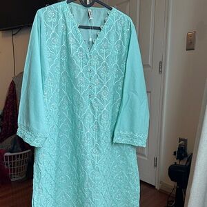 Classic Embroidered Women Kurta in Mint Green